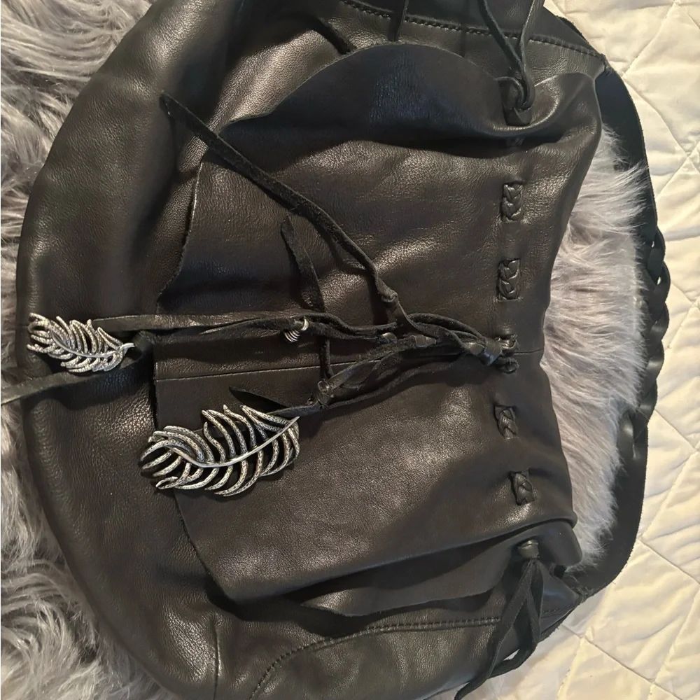 Lucky Brand Black Leather Hobo Bag